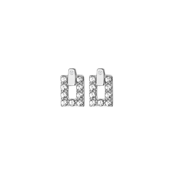 Hot Diamonds Sterling Silver White Topaz and Diamond Echo Studs
