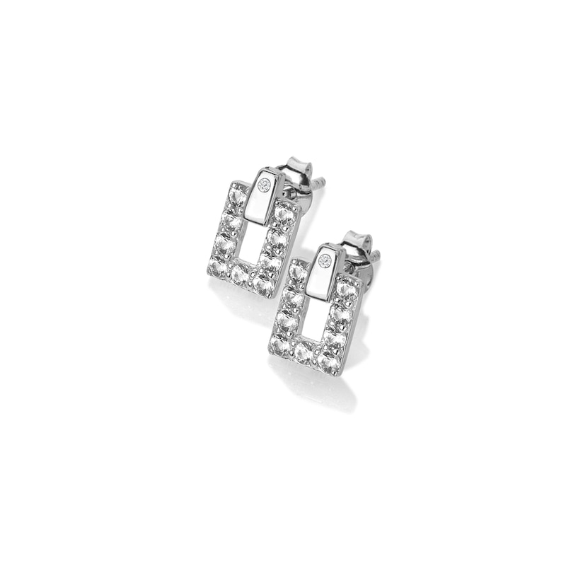 Main Image 2 of Hot Diamonds Sterling Silver White Topaz & Diamond Echo Studs