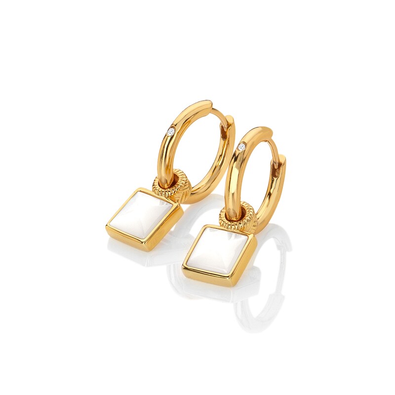 Main Image 2 of Hot Diamonds X Jac Jossa Calm 18ct Gold Plated MOP Square Earrings