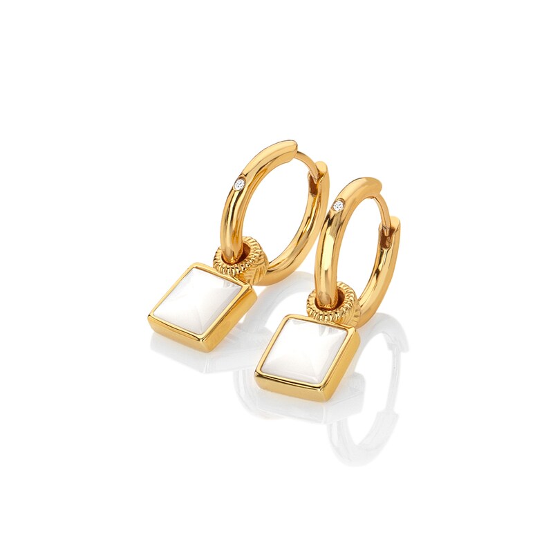 Hot Diamonds X Jac Jossa Calm 18ct Gold Plated MOP Square Earrings