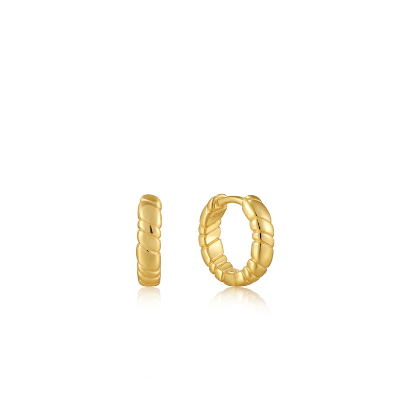Main Image 1 of Ania Haie Smooth Operator 14ct Gold Plated Huggie Earrings