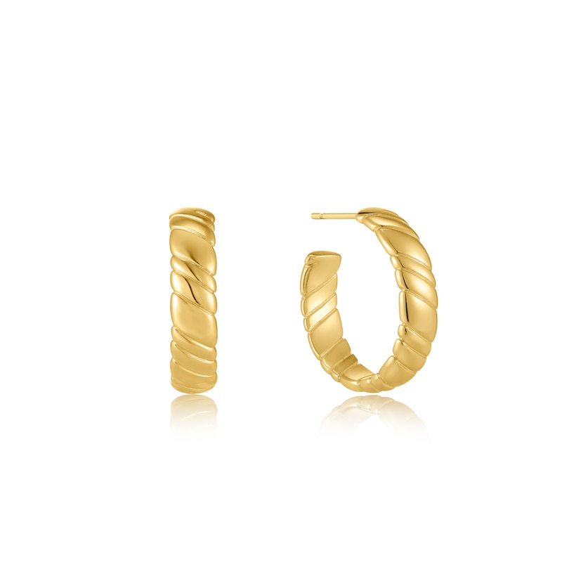 Main Image 1 of Ania Haie Smooth Operator 14ct Gold Plated Hoop Earrings