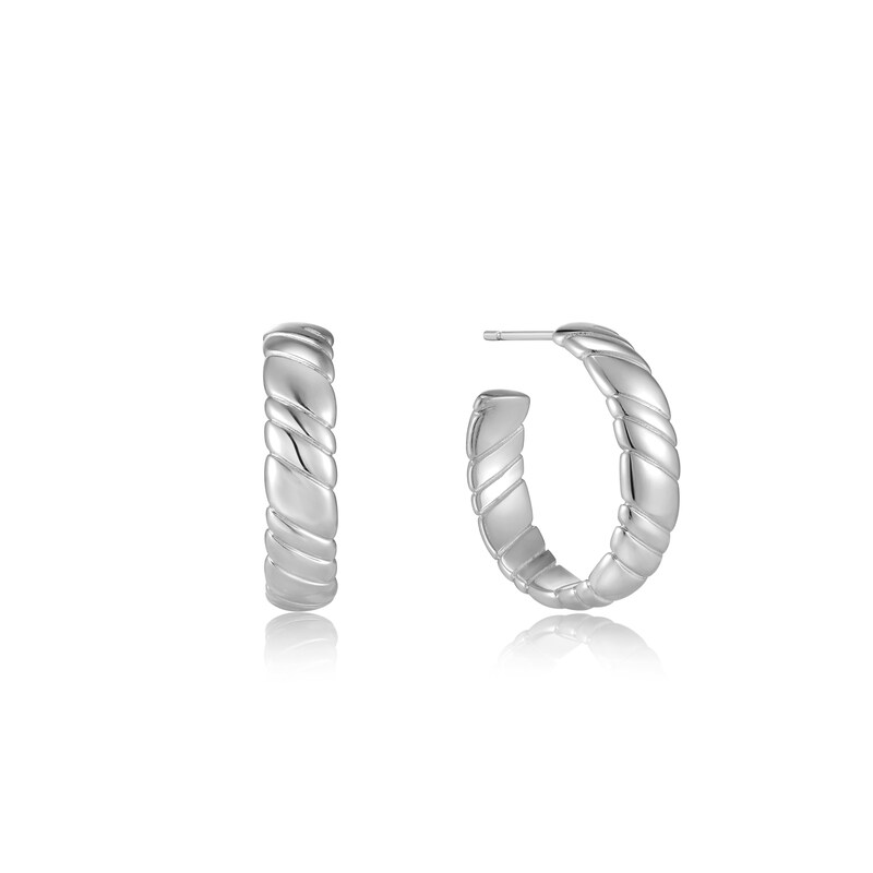 Main Image 1 of Ania Haie Smooth Operator Sterling Silver Hoop Earrings