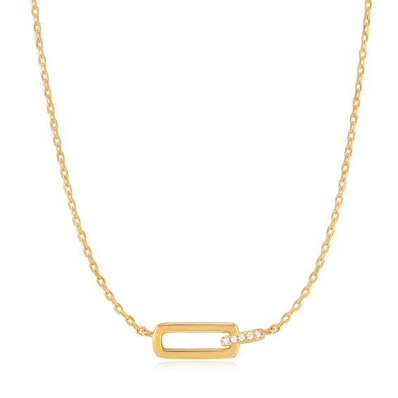 Ania Haie Glam Rock 14ct Gold Plated CZ Interlock Necklace