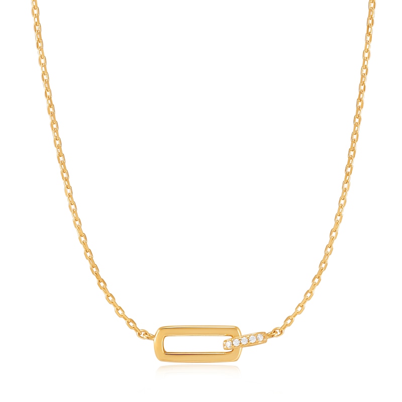Ania Haie Glam Rock 14ct Gold Plated CZ Interlock Necklace