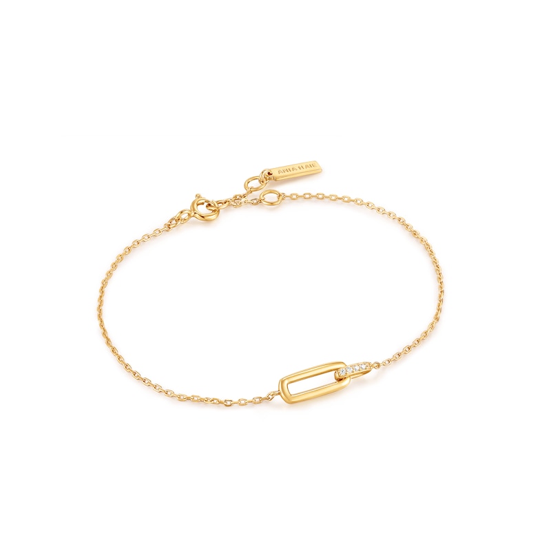 Ania Haie Glam Rock 14ct Gold Plated CZ Interlock Bracelet