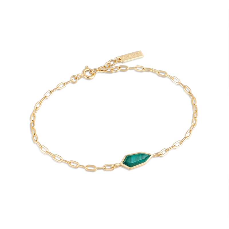 Ania Haie Second Nature 14ct Gold Plated Malachite Pendant Bracelet