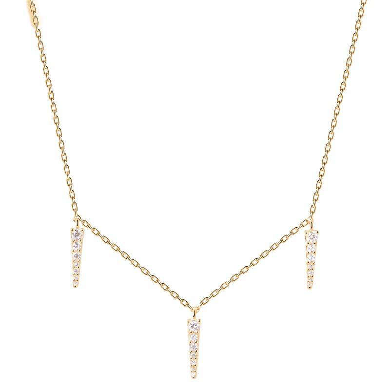 PD Paola 18ct Gold Plated CZ Peak Supreme Tip Chain Necklace