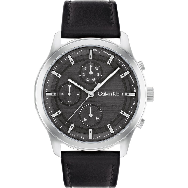 Calvin Klein Men's Black Leather Strap Watch