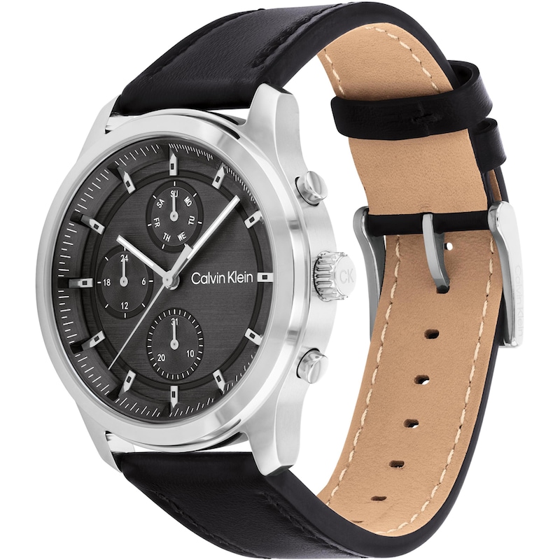 Calvin Klein Men's Black Leather Strap Watch