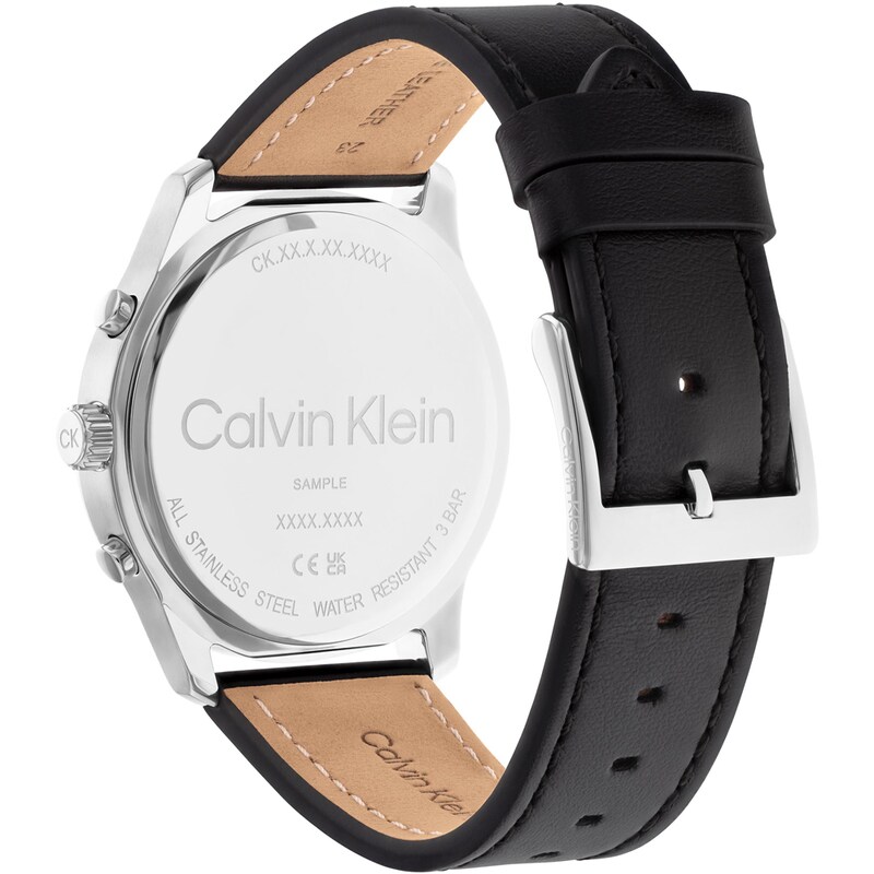 Calvin Klein Men's Black Leather Strap Watch