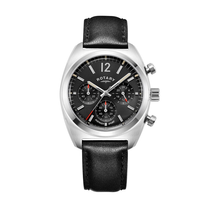 Main Image 1 of  Rotary Avenger Sport Chronograph Black Leather Strap Watch