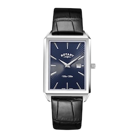 Rotary Men's Ultraslim Black Leather Strap Watch