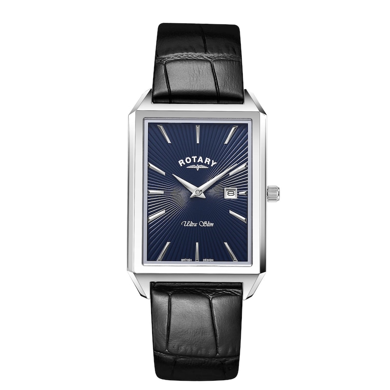 Rotary Men's Ultraslim Black Leather Strap Watch