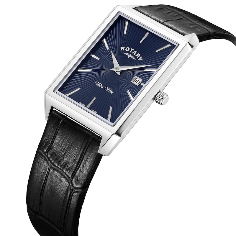 Main Image 2 of Rotary Men's Ultraslim Black Leather Strap Watch