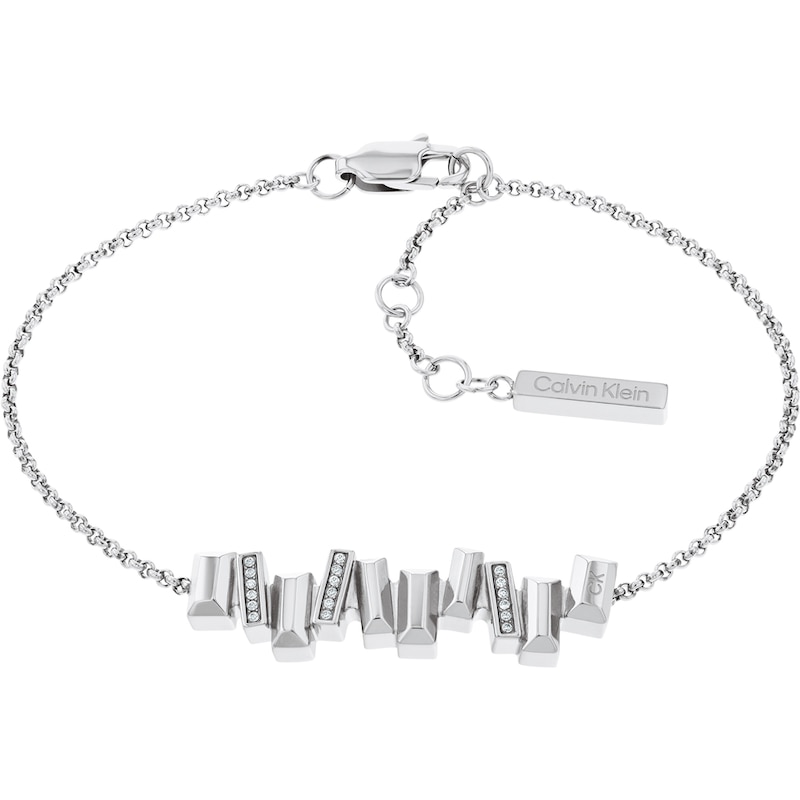 Calvin Klein Luster Stainless Steel Bracelet With Crystals