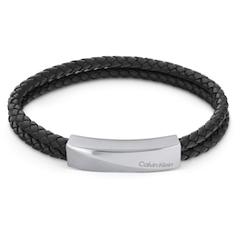 Calvin Klein Leather And Stainless Steel Strand Bracelet