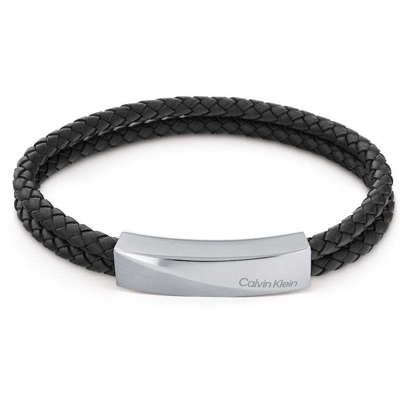 Calvin Klein Leather And Stainless Steel Strand Bracelet
