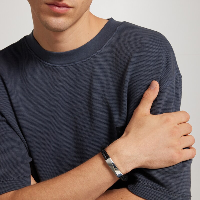 Main Image 3 of Calvin Klein Leather And Stainless Steel Strand Bracelet