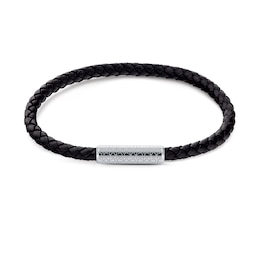Calvin Klein Leather And Stainless Steel Wrap Bracelet.