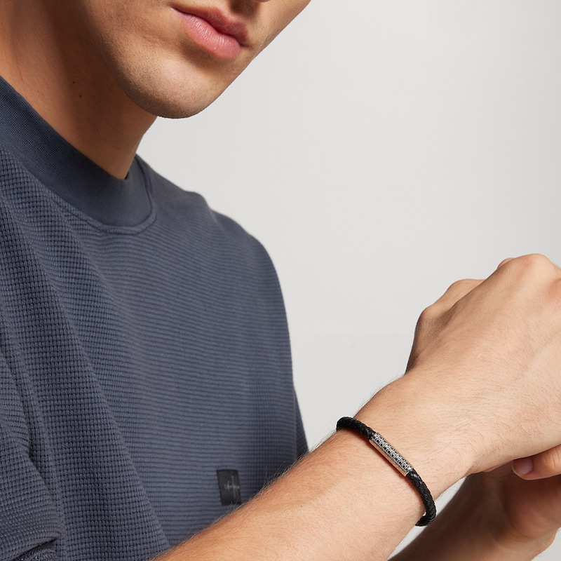 Main Image 3 of Calvin Klein Leather And Stainless Steel Wrap Bracelet.