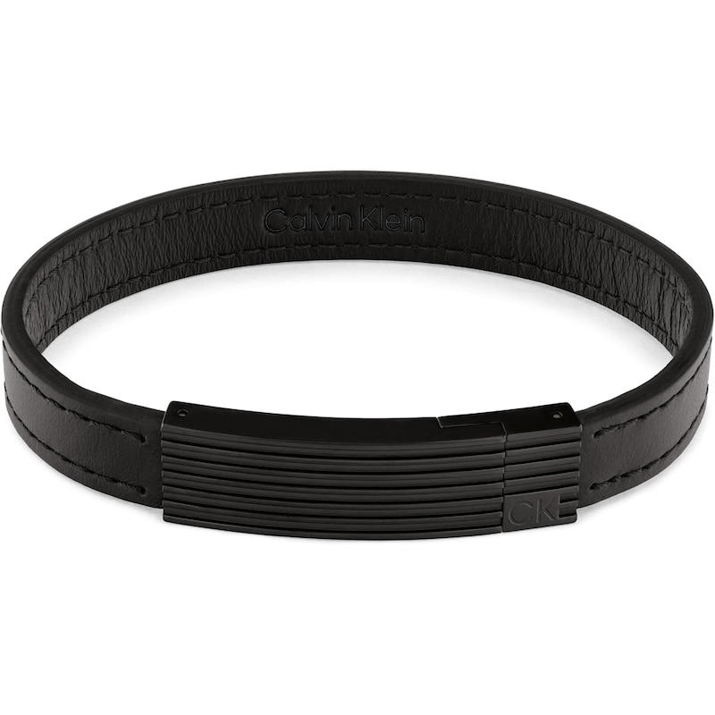 Calvin Klein Men's Black Circuit Leather Bracelet