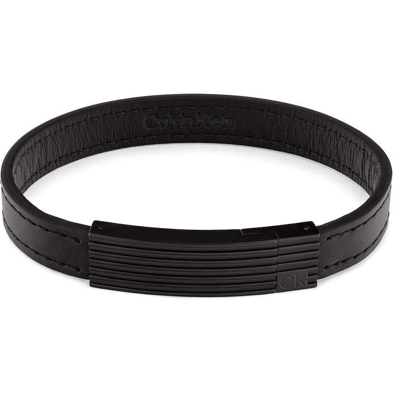 Main Image 1 of Calvin Klein Men's Black Circuit Leather Bracelet