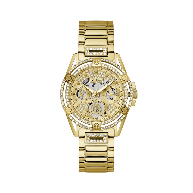Guess Queen Ladies' Stone Set Chrono Dial Gold Tone Bracelet Watch