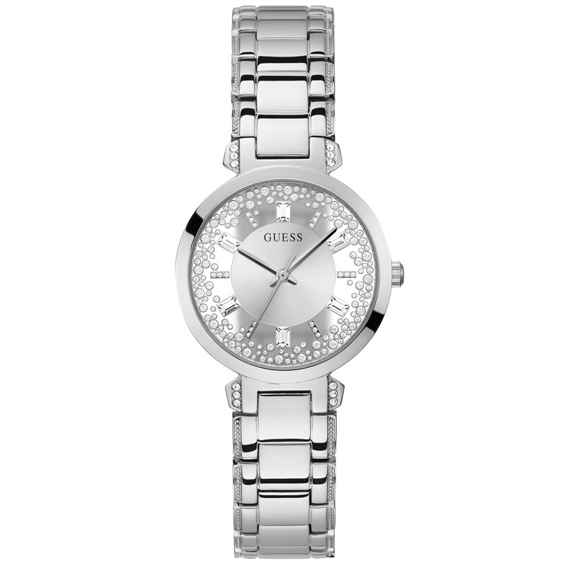 Guess Ladies' Silver Crystal Clear Watch