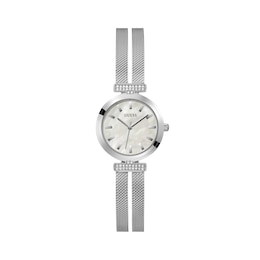 Guess Ladies' Mother of Pearl Dial Silver Mesh Strap Watch