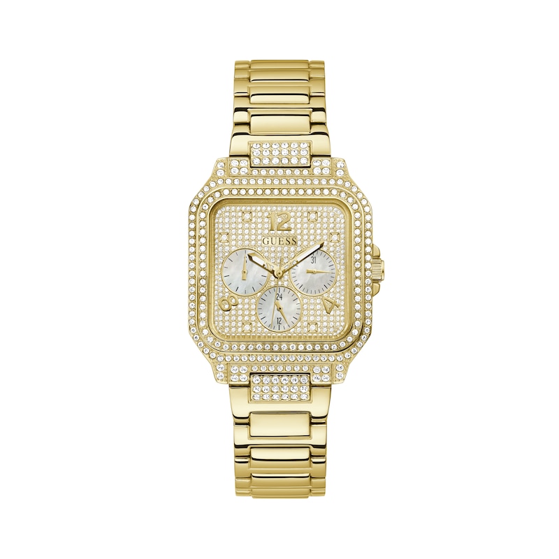 Main Image 1 of Guess Deco Ladies' Stone Set  Bezel Gold Tone Bracelet Watch