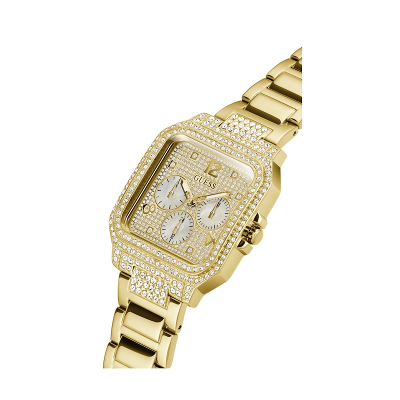 Main Image 4 of Guess Deco Ladies' Stone Set  Bezel Gold Tone Bracelet Watch