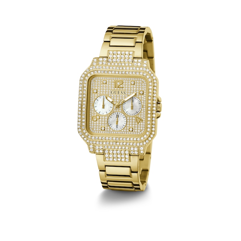 Main Image 5 of Guess Deco Ladies' Stone Set  Bezel Gold Tone Bracelet Watch