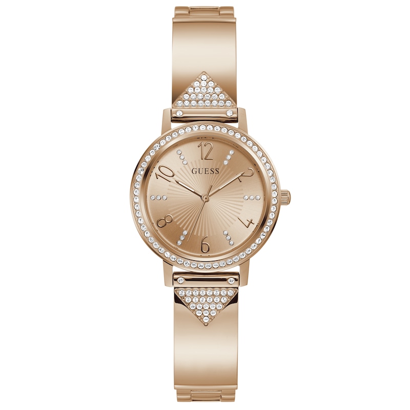 Guess Tri Luxe Ladies' Rose Gold Tone Half Bangle Watch