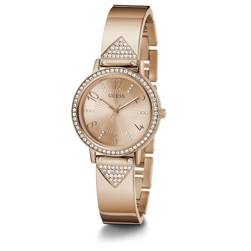 Guess Tri Luxe Ladies' Rose Gold Tone Half Bangle Watch