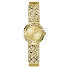 Guess Treasure Ladies' Gold Tone Stone Set Half Bangle Watch