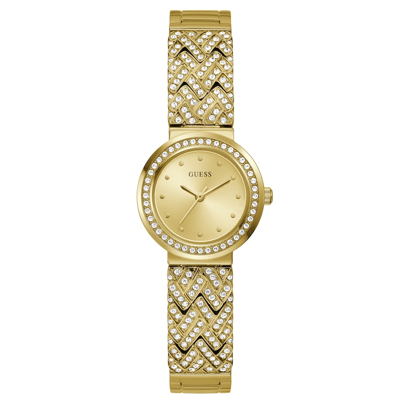Main Image 1 of Guess Treasure Ladies' Gold Tone Stone Set Half Bangle Watch