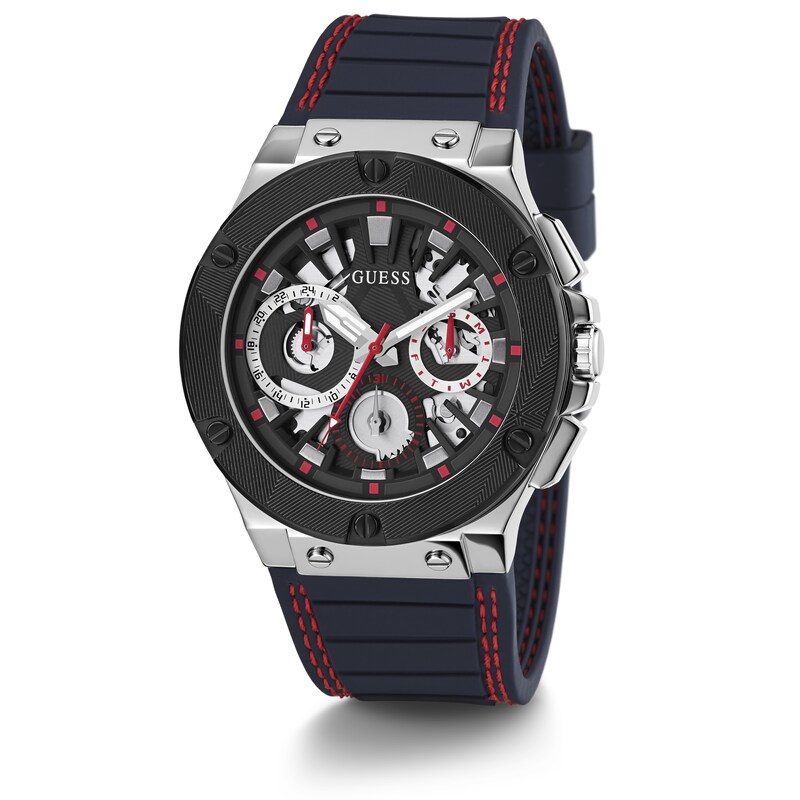 Guess Circuit Men's Chronograph Dial Navy Silicone Strap Watch