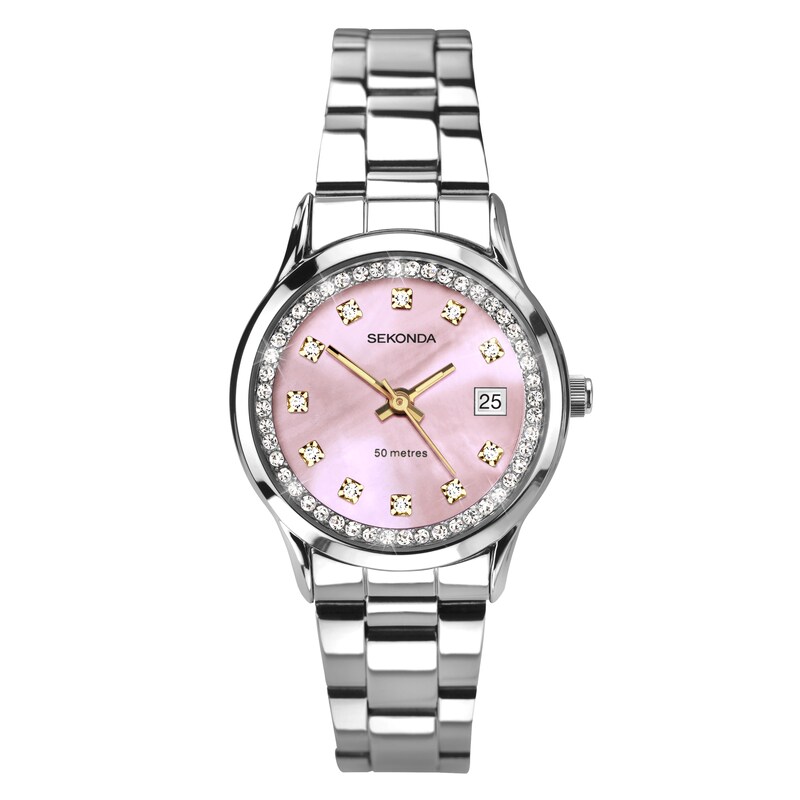 Main Image 1 of Sekonda Catherine Ladies' Crystal Pink Mother of Pearl Silver Watch