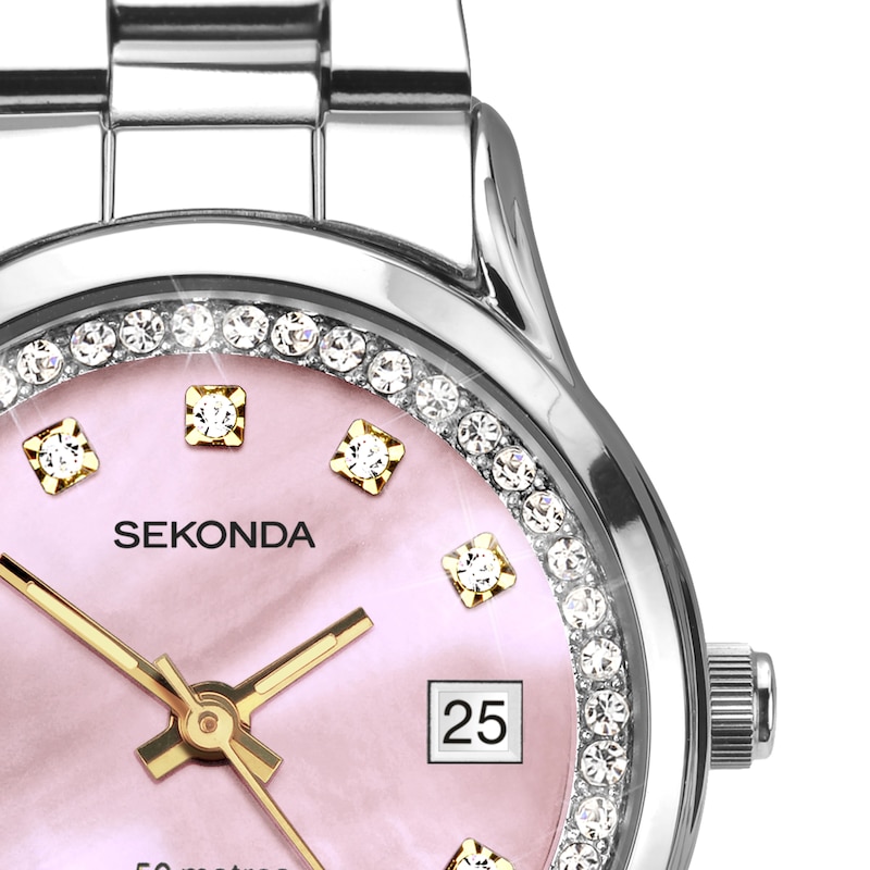 Main Image 2 of Sekonda Catherine Ladies' Crystal Pink Mother of Pearl Silver Watch