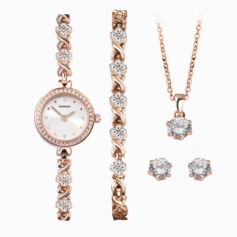 Sekonda Ladies' Rose Gold Plated Watch Gift Set