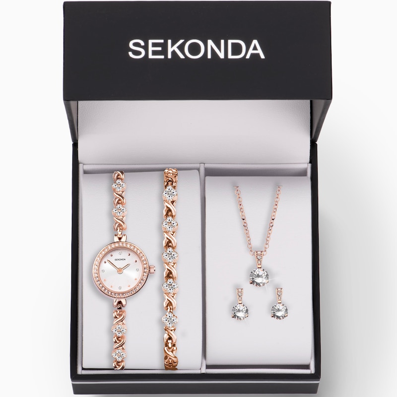 Sekonda Ladies' Rose Gold Plated Watch Gift Set