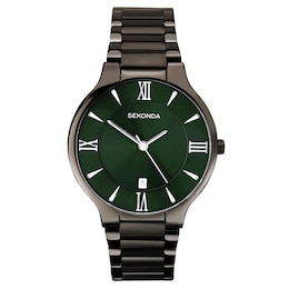 Sekonda Wilson Men's Sunray Gunmetal Grey Case Green Dial Watch