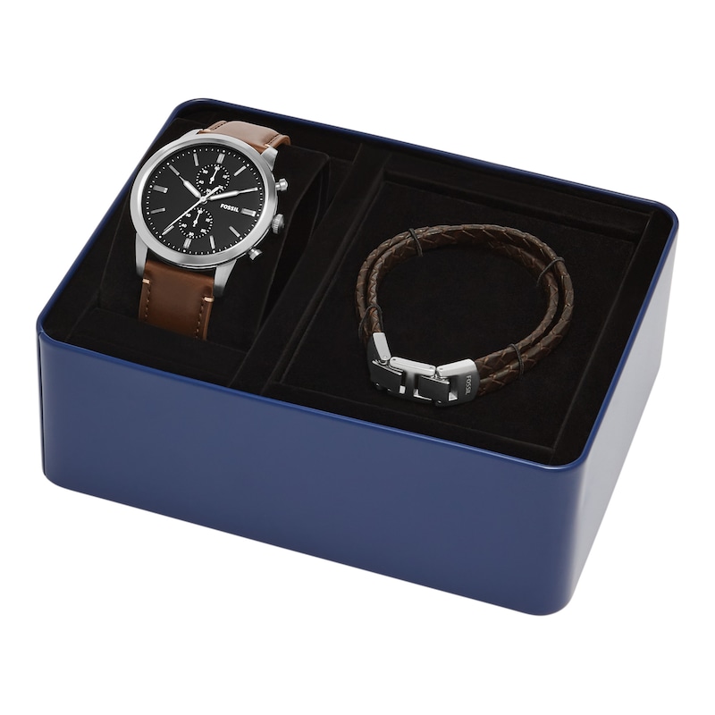 Main Image 5 of Fossil Townsman Leather Strap Watch & Bracelet Gift Set