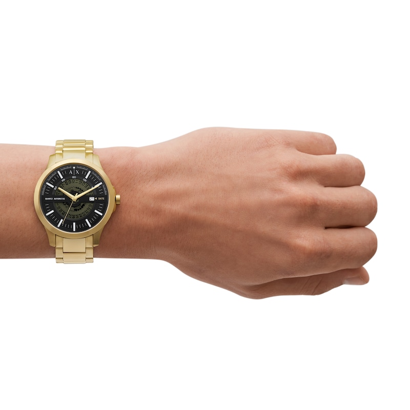 Main Image 4 of Armani Exchange Men's Black Dial Gold Tone Bracelet Watch