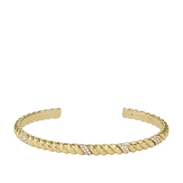 Fossil Vintage Gold Tone Steel Twist Cuff Bracelet