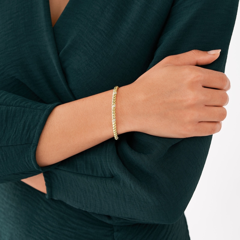Main Image 5 of Fossil Vintage Gold Tone Steel Twist Cuff Bracelet