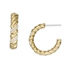 Fossil Vintage Gold Tone Steel Twist Hoop Earrings