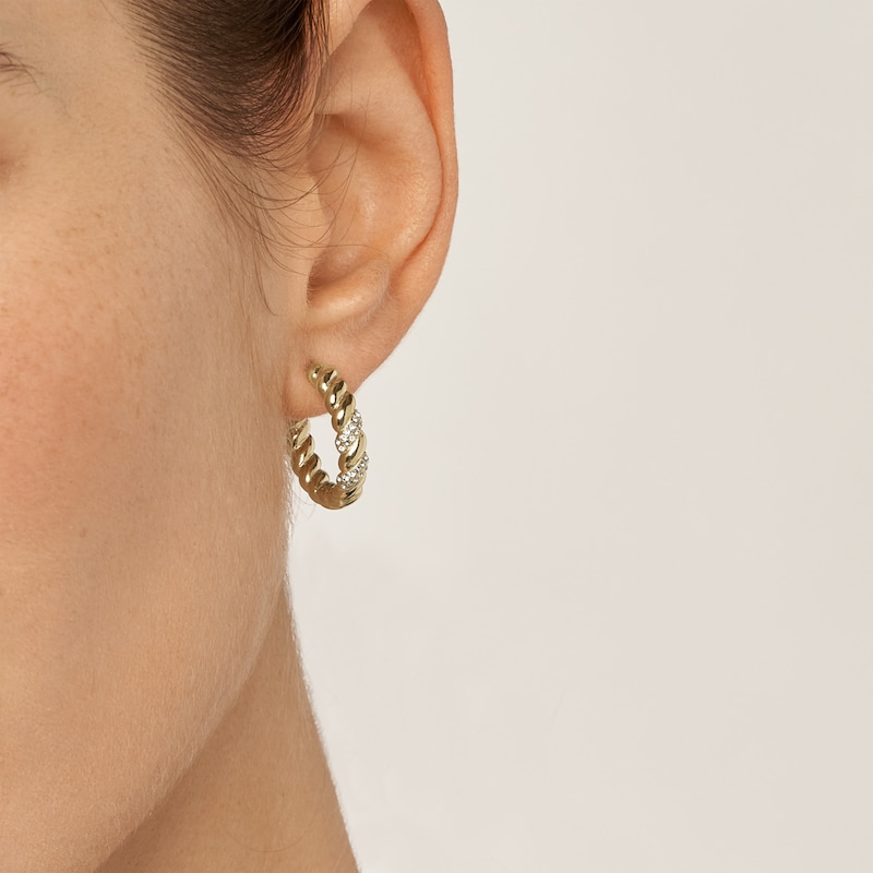 Main Image 6 of Fossil Vintage Gold Tone Steel Twist Hoop Earrings