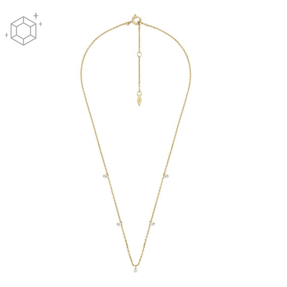 Fossil Sadie Shine Bright 14ct Gold Plated Drop Necklace